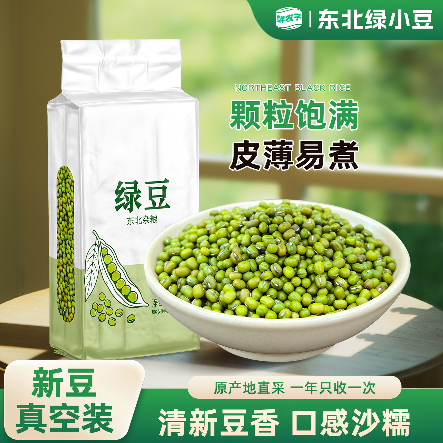 【真空装】东北小绿豆皮薄绿豆汤粥做豆沙新货绿豆500g发芽发豆芽