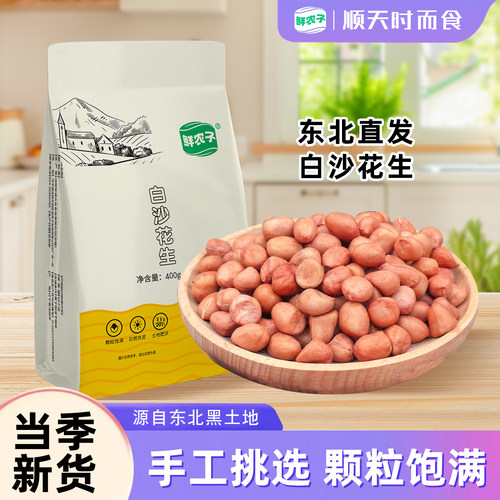 鲜农子 东北白沙花生400g小包装花生米独立小包装白花生米花生仁