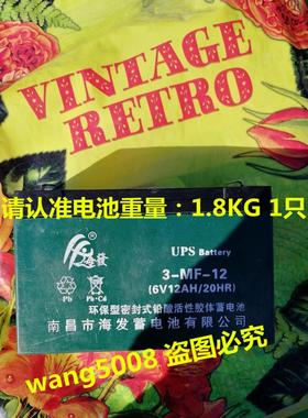 海发电瓶 3-MF-12 6V12AH/20HR 玩具车 车位锁 应急电源用蓄电池