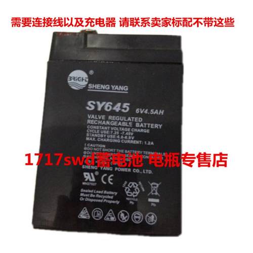 SHENGYANG晟阳蓄电池 SY645 6V4.5AH玩具车 童车 电子称用电瓶