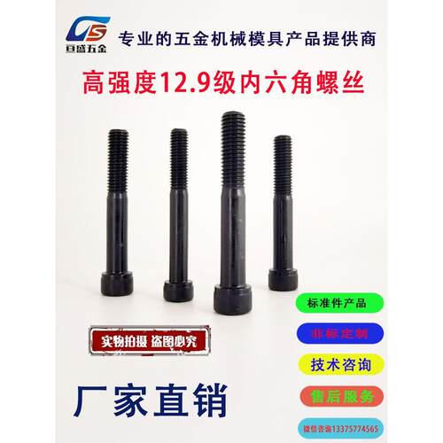 12.9级内六角螺丝/圆柱头内六角螺丝/高强加长螺丝/M12x110-220