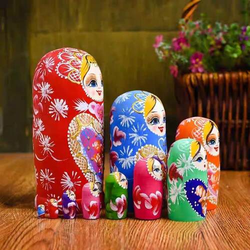 【官方正品】俄罗斯套娃5层10层烤纯正手绘工艺风干椴木节日礼品