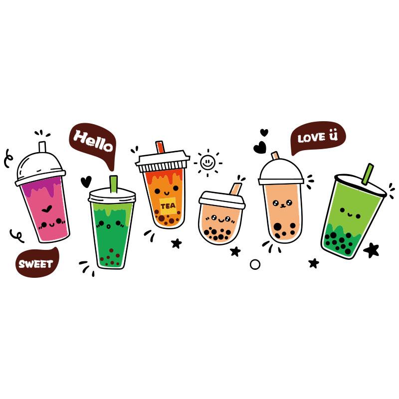 网红奶茶店墙壁面装饰摆件咖啡馆氛围布置海报吧台贴纸门口吸引人