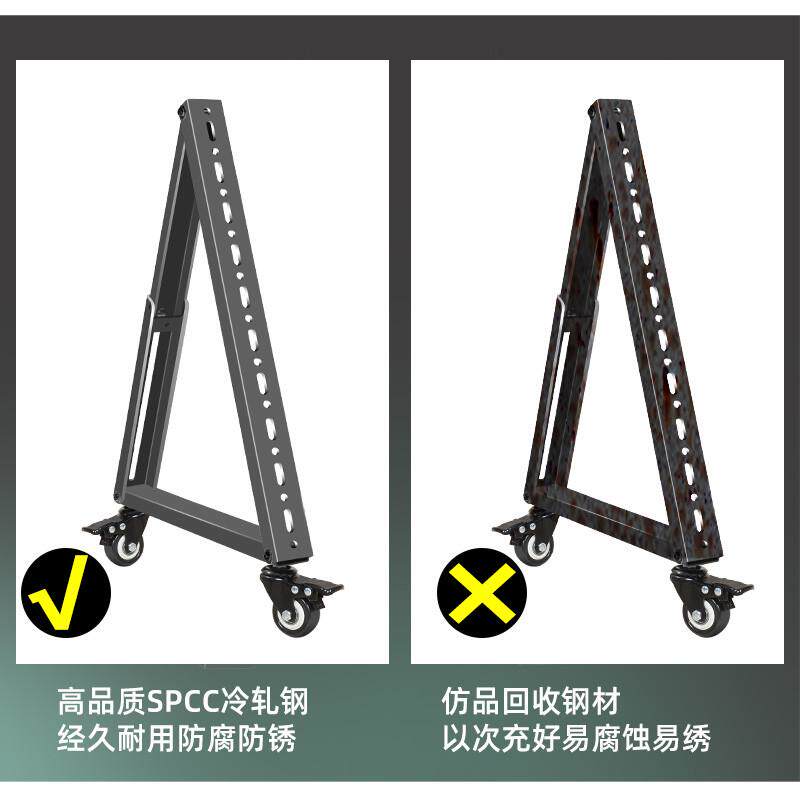 热销43/50/55/65/70寸电视矮支架舞台会议落地三角可移动推车45度
