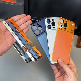 秒变17金属边框背贴适用苹果16promax金属边框背贴iPhone15pro镜头膜14pm磨砂防指纹ip13高品质背膜防摔外壳