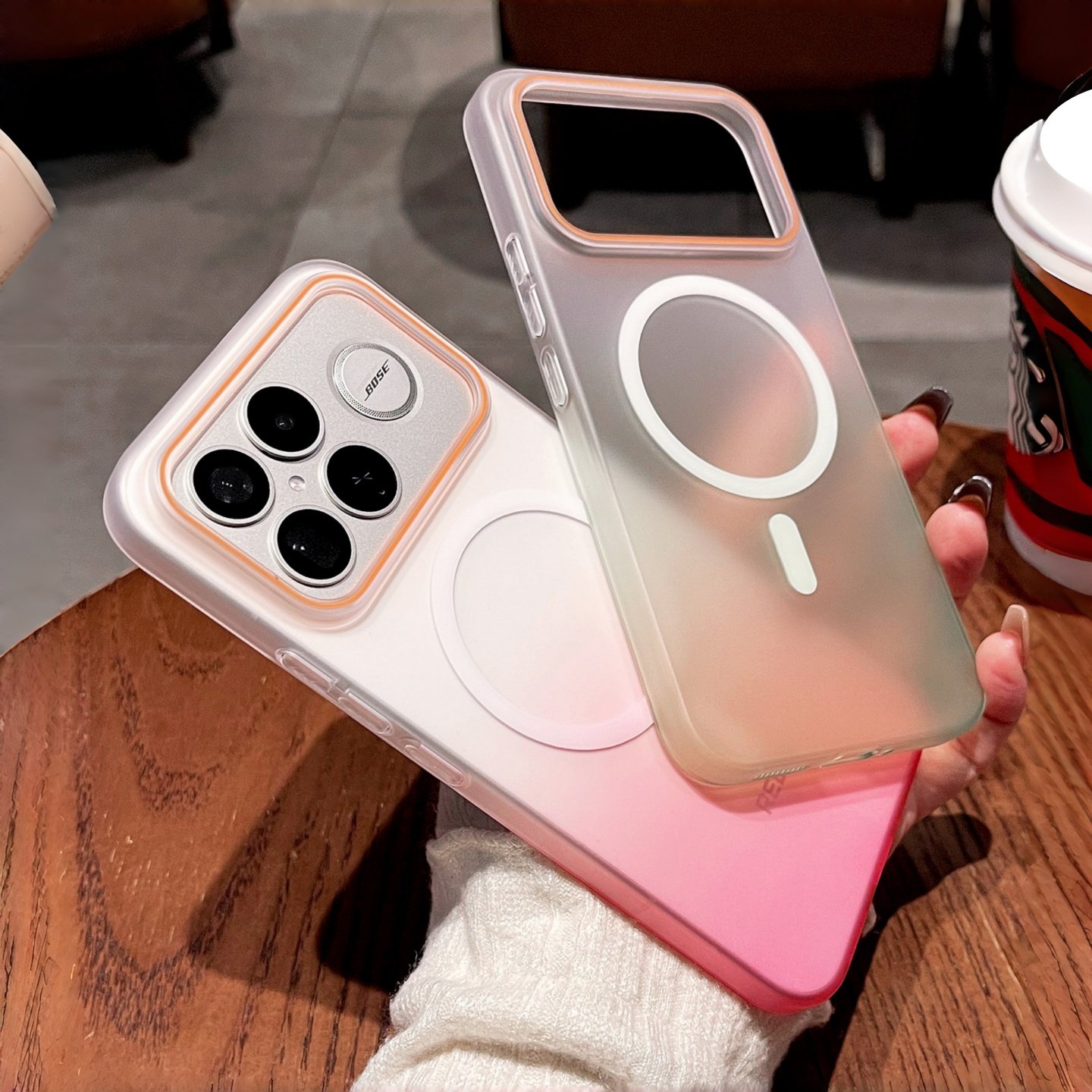 半透明渐变磁吸适用红米K90proamx手机壳新款小米k90磨砂防指纹硬壳k80pro高级感17ultra全包防摔保护套女款