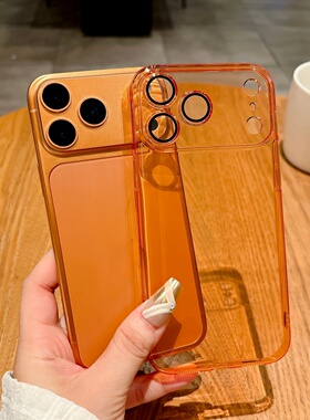 星宇橙色超薄适用苹果17promax手机壳新款iPhone17透明PC硬壳16pro镜头全包15裸感散热14全包防摔保护套13女