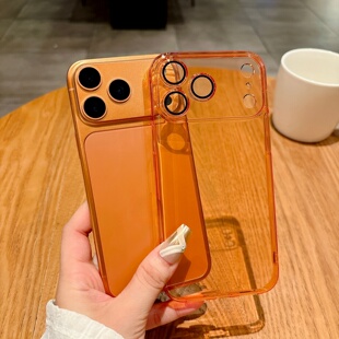 星宇橙色超薄适用苹果17promax手机壳新款iPhone17透明PC硬壳16pro镜头全包15裸感散热14全包防摔保护套13女