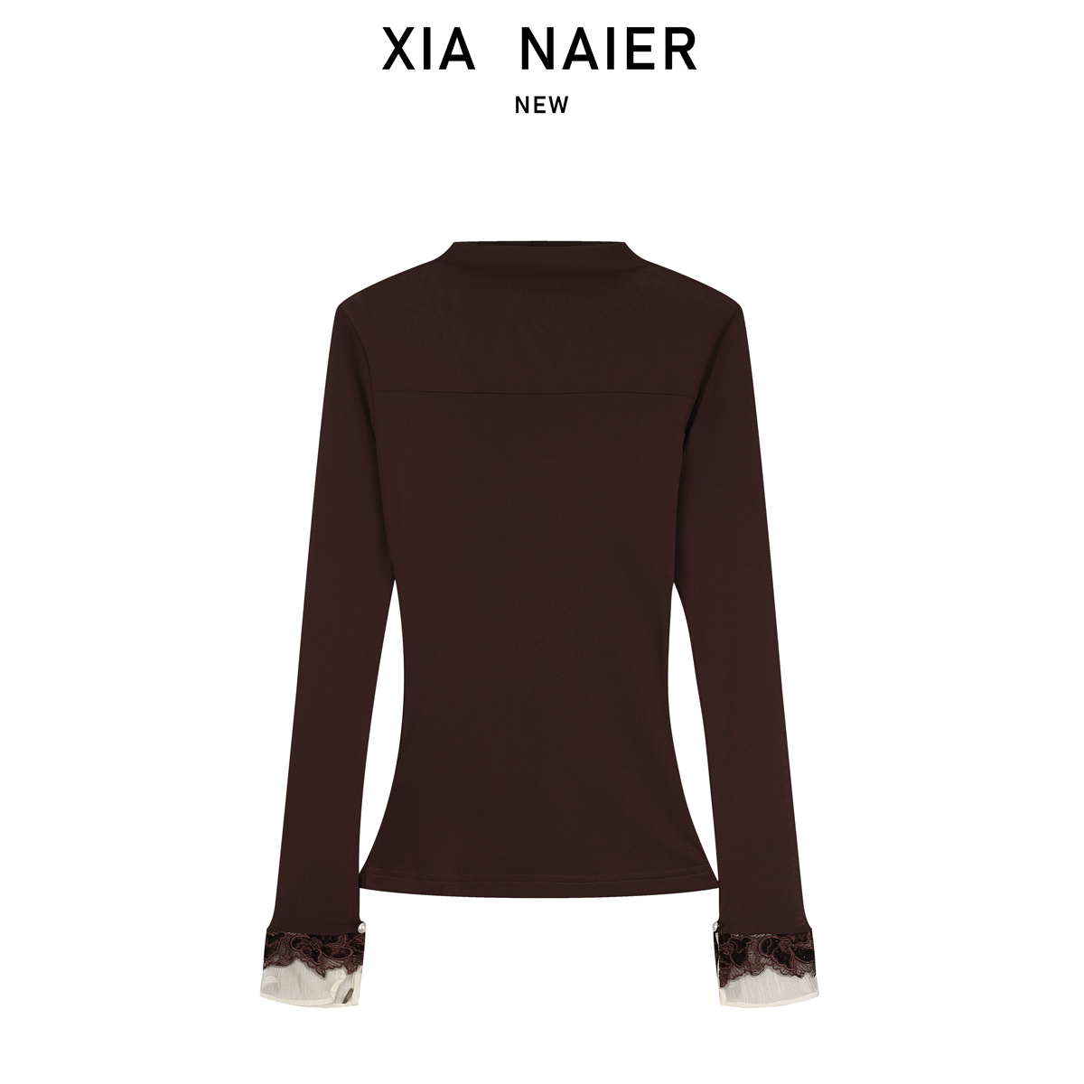 【100%全醋酸】网纱拼接半高领长袖T恤25秋冬打底衫89809