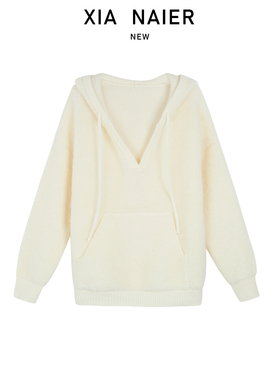 【100%圈圈羊毛 760克】25秋冬纯色连帽毛织上衣外套 WM-9002