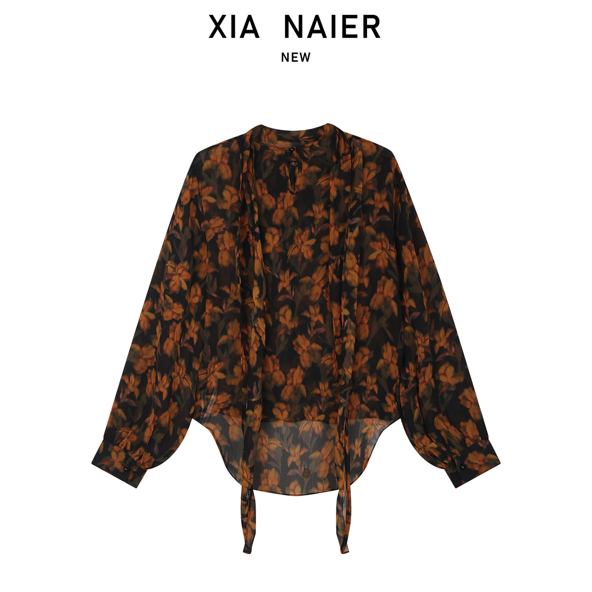 【100真丝】小众设计法式飘带领长袖衬衫282532