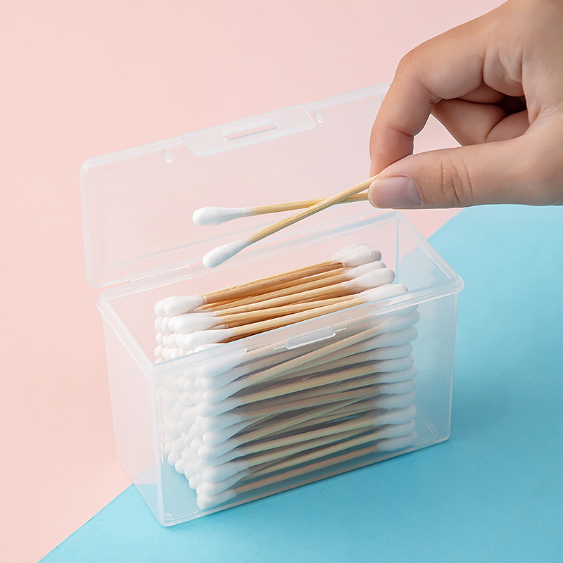 速发桌面收纳棉签收纳盒整理牙签线防尘化妆棉卸妆化棉妆品签棉盒