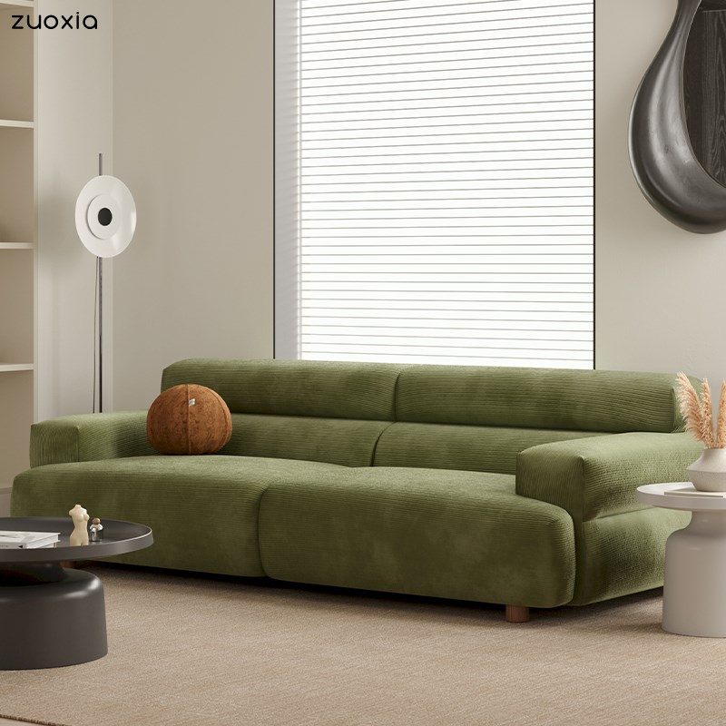 速发布块沙发式约客厅绿色复古法简小户型模艺布沙发