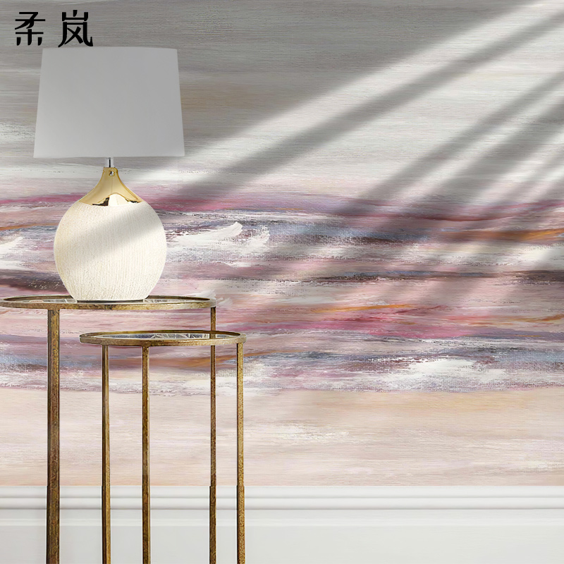 速发Katiya手绘抽象油画印花客厅电视背景墙壁纸无缝壁画卧室墙布