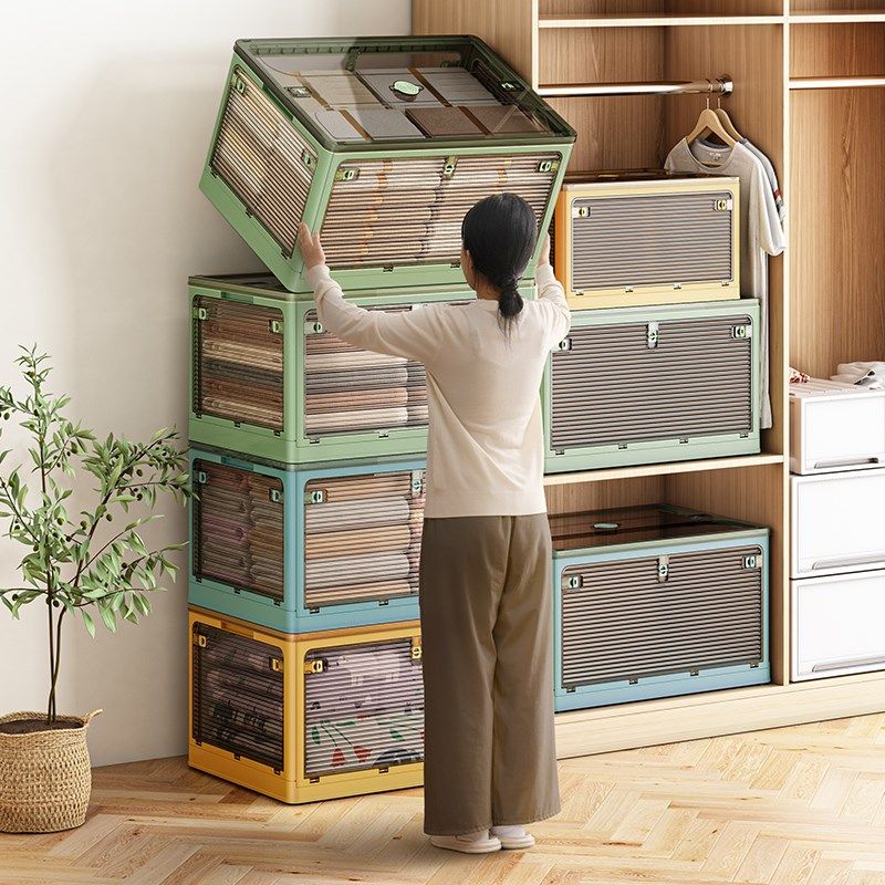 速发衣服专用收纳箱家用衣柜衣物被箱整理箱透明折叠储物子箱