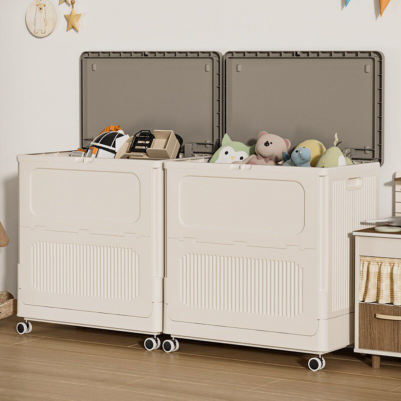 速发日本收纳箱带滑轮可移动家用衣服专用大容量折叠翻盖整理储物