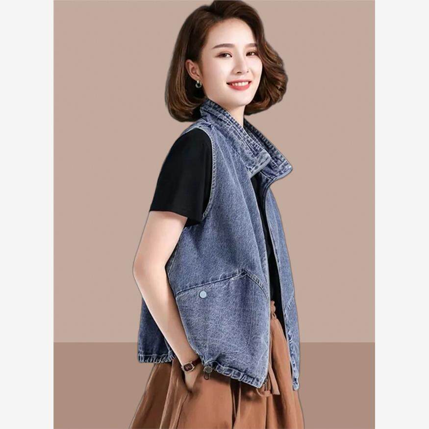 欧货牛仔马甲女士春秋2025新款洋气时髦背心大码坎肩外搭外穿马夹