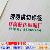 A4透明不干胶打印纸 圆形方形模切规格防水 PET涂层标签切割贴纸
