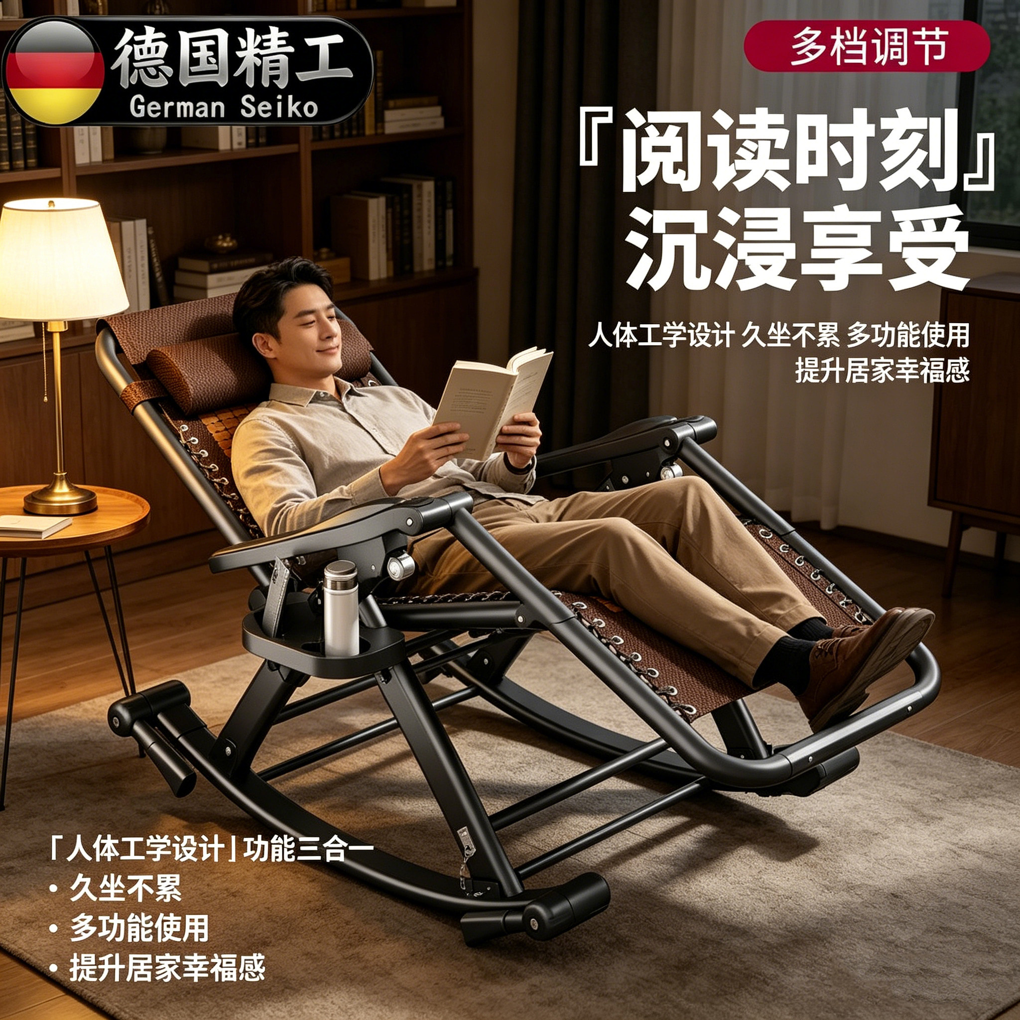德国进口可躺折叠摇摇椅午休专用