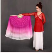 艺都180度真丝咏荷扇 舞蹈扇子双面双色渐变古典舞胶州秧歌跳舞扇