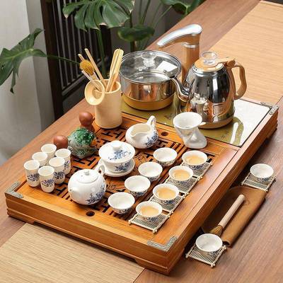 柯木大实木茶盘整块实木精木雕中式台家用排水式茶海号木恒仙淼陶