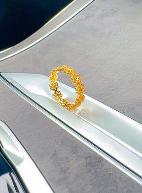 金店同款沙金蕾丝镂空满圈五花戒指时尚精致甜美百搭送女友礼物