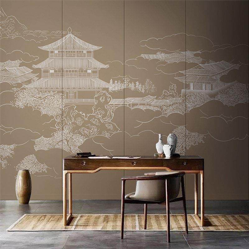 新款中式山水楼阁背景墙硬包雅致意境风客厅沙发茶室书房卧室软包,3C数码配件,USB多功能数码宝,淘宝优惠券,粉丝福利购,淘宝优惠卷