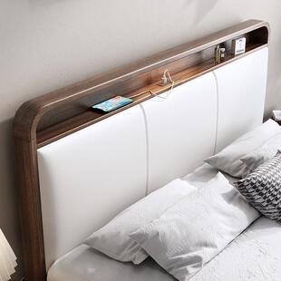 胡桃实木床2米x2米2大床新中式床高箱储物1米8双人床主卧室床1米5