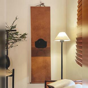 椅子卷轴 中古风装饰画 画绢丝印刷侘寂风折中主义书房客厅玄关挂