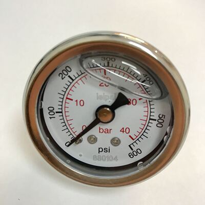 轴向耐震压力表 0-40bar 600psi 螺纹ZG1/8 外壳前后直径 47-41mm