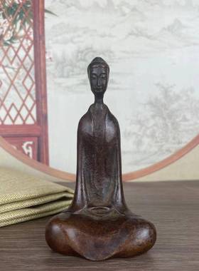 农村收来佛祖参禅悟道旧货合金铜禅意茶道古董老货铜器铜印章摆件