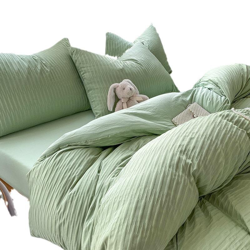 外贸简约泡泡家纺mcl-1四件套纱床品褶皱洗棉床上水用品被套床单