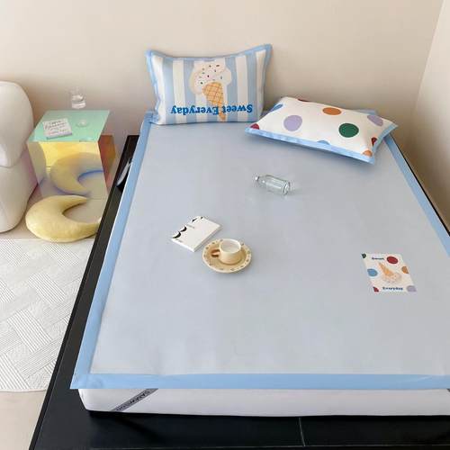 卡通印花冰丝席平席款床笠款北欧风空调席凉席三件套