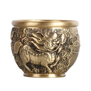 麒麟缸貔貅缸米缸福缸虎缸龙缸招米进宝黄铜制作摆件