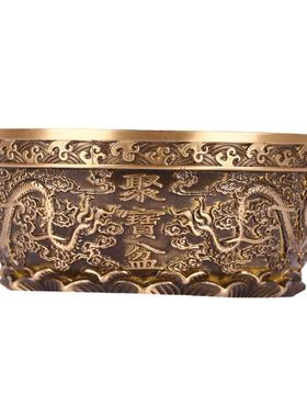 厂家产品上新二龙戏珠聚宝盆聚宝盆铜盆黄铜家居摆件