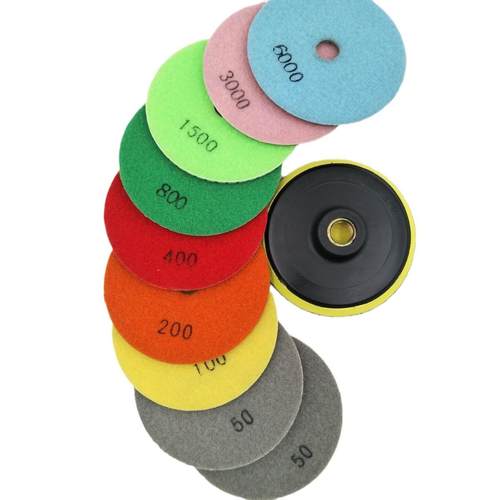 四寸经济通用型金刚石水磨片8件套套装组合水磨片石材抛光片