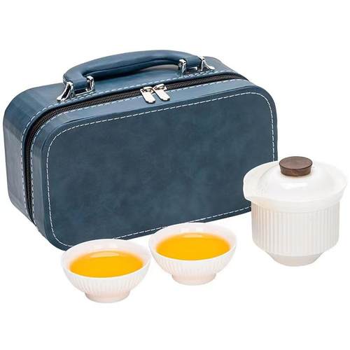 陶瓷快客杯一壶二杯便携式旅行羊脂玉茶具套装简约泡茶壶伴手礼品