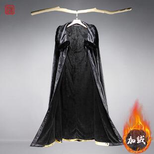 斗篷古装男加绒披肩式印花唐朝连帽汉服大氅长款外套披风男冬季