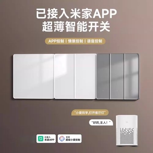 已接入米家智能开关二位开关AG肤感玻极简化设计超薄微动开关