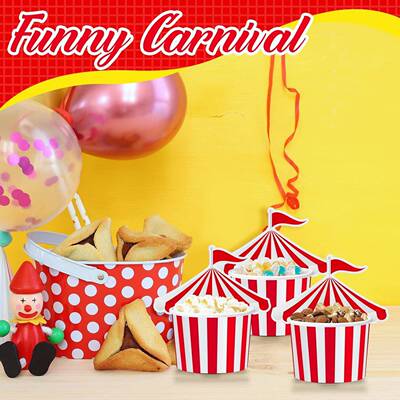 嘉年华派对零食纸杯马戏团冰淇淋杯红白条纹一次性酸奶甜品纸碗
