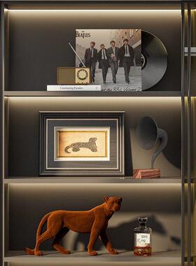 意大利现代高端酒柜饰品可访问豪华客厅办公室背景墙壁龛开放格纹