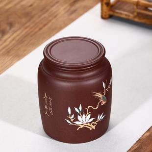 精品紫砂茶叶罐纯手工家用普洱防潮密封罐小号陶瓷红茶存储散茶罐