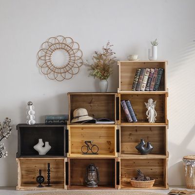 复古木箱子储物箱堆头木框箱陈列装饰木筐水果箱木条箱实木收纳箱