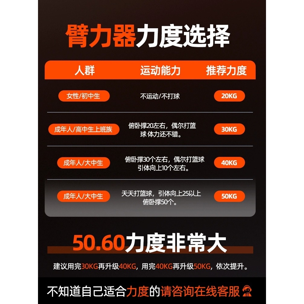 臂力器男士40kg练手臂健身器材家用50公斤臂力棒扩胸肌运动训练棒