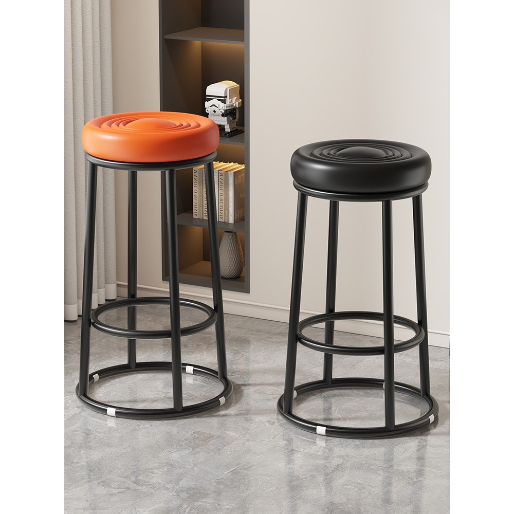 前台吧台椅高脚凳子收银台吧凳岛台椅子轻奢感商用铁艺酒吧椅