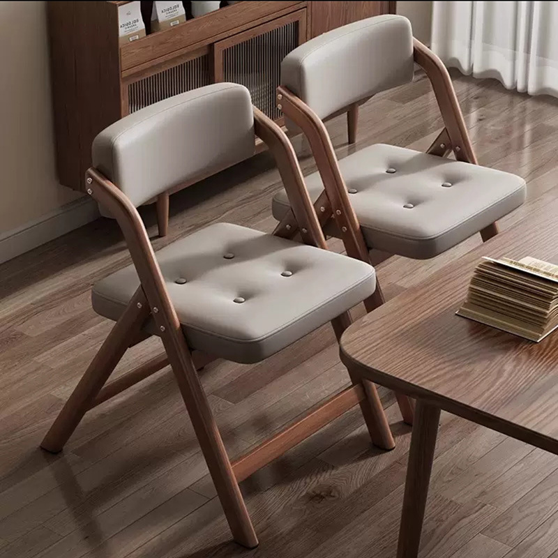 实木餐椅家用可折叠餐厅餐桌椅吃饭凳子久坐靠背椅可叠放凳B&