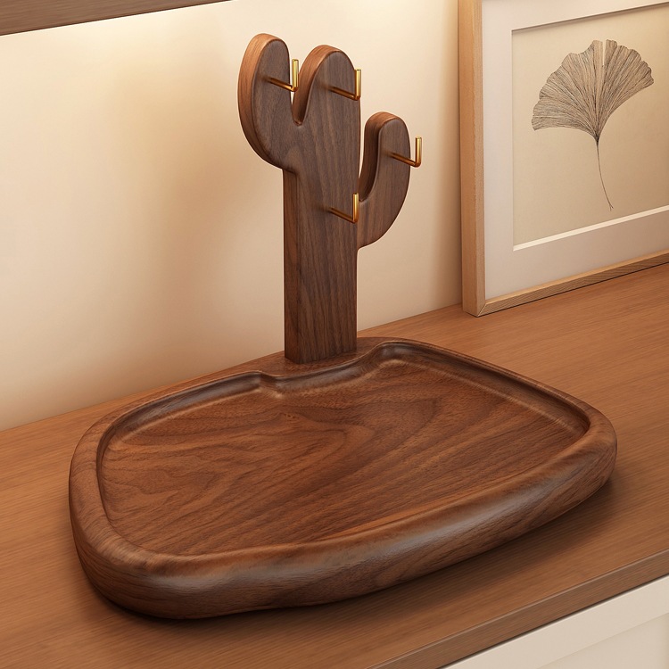 玄关置物架入户门口钥匙收纳摆件架中古风小型杂物眼镜放置整理架