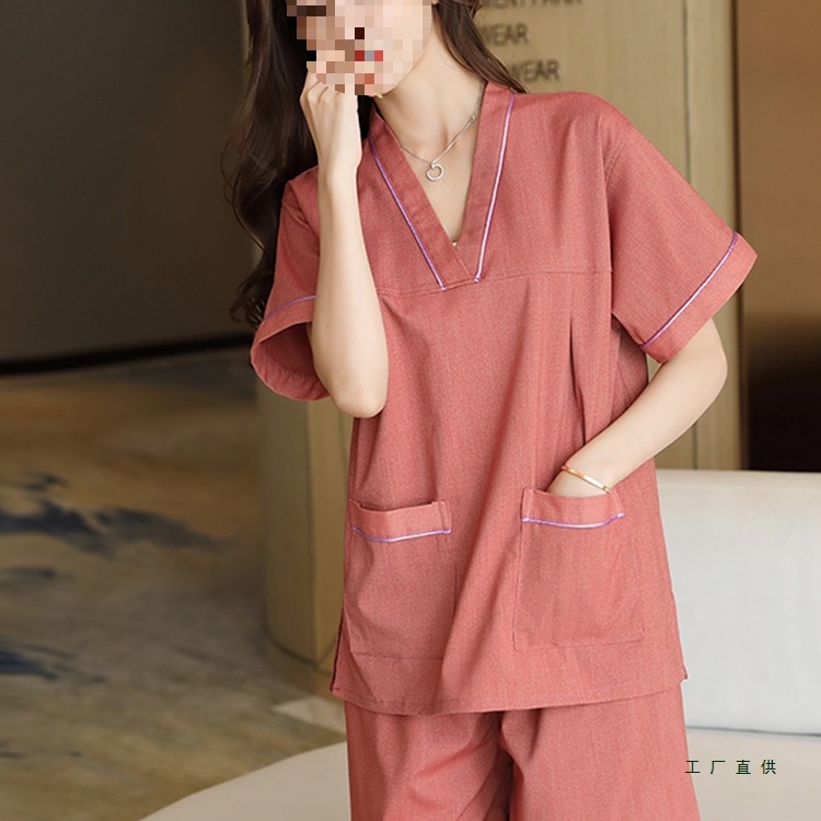 新款定 制汗蒸服女款苎麻情侣浴衣洗浴男款大码家居睡衣按摩足疗