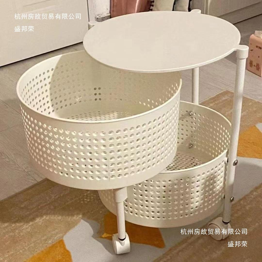 厂家直销款旋转客厅多功能家用多层可移动收纳储物筐新收纳架免安