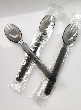 加厚刀叉勺子一次性塑料长柄勺子独立包装水果沙拉外卖叉子17CMs^